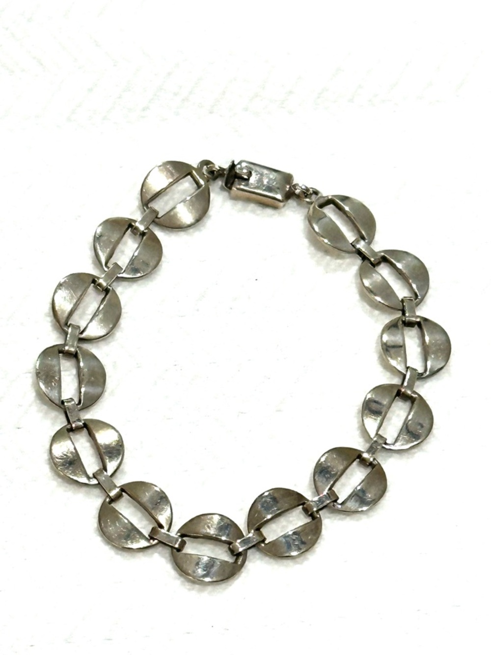 Sterling Silver Disc Link Bracelet - Silver